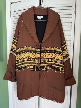 Bohemian Brown & Mustard Patterned Coat
